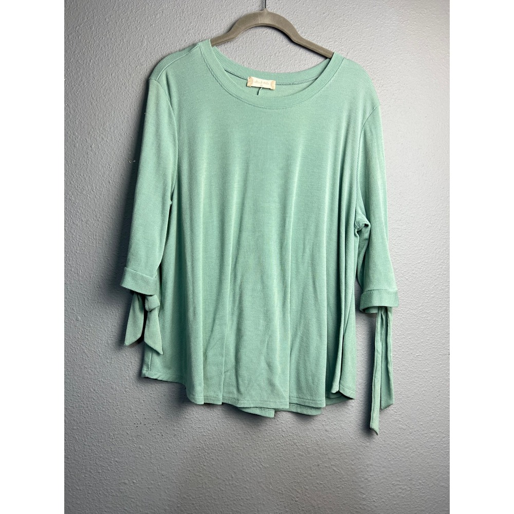 Altar'd State Womens‎ Sage Green Ribbed Knit Tie Sleeve Top XL Boho Boutique